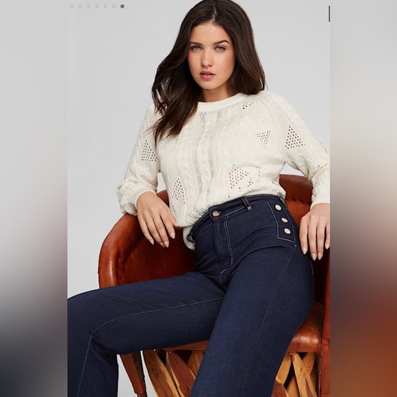 Guess Eco Faye Sailor Flared side button lefty indigo jeans
size 28x32 brand new - Picture 5 of 17